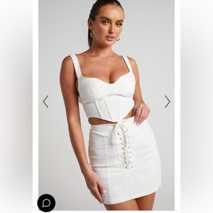 White top and skirt matching set